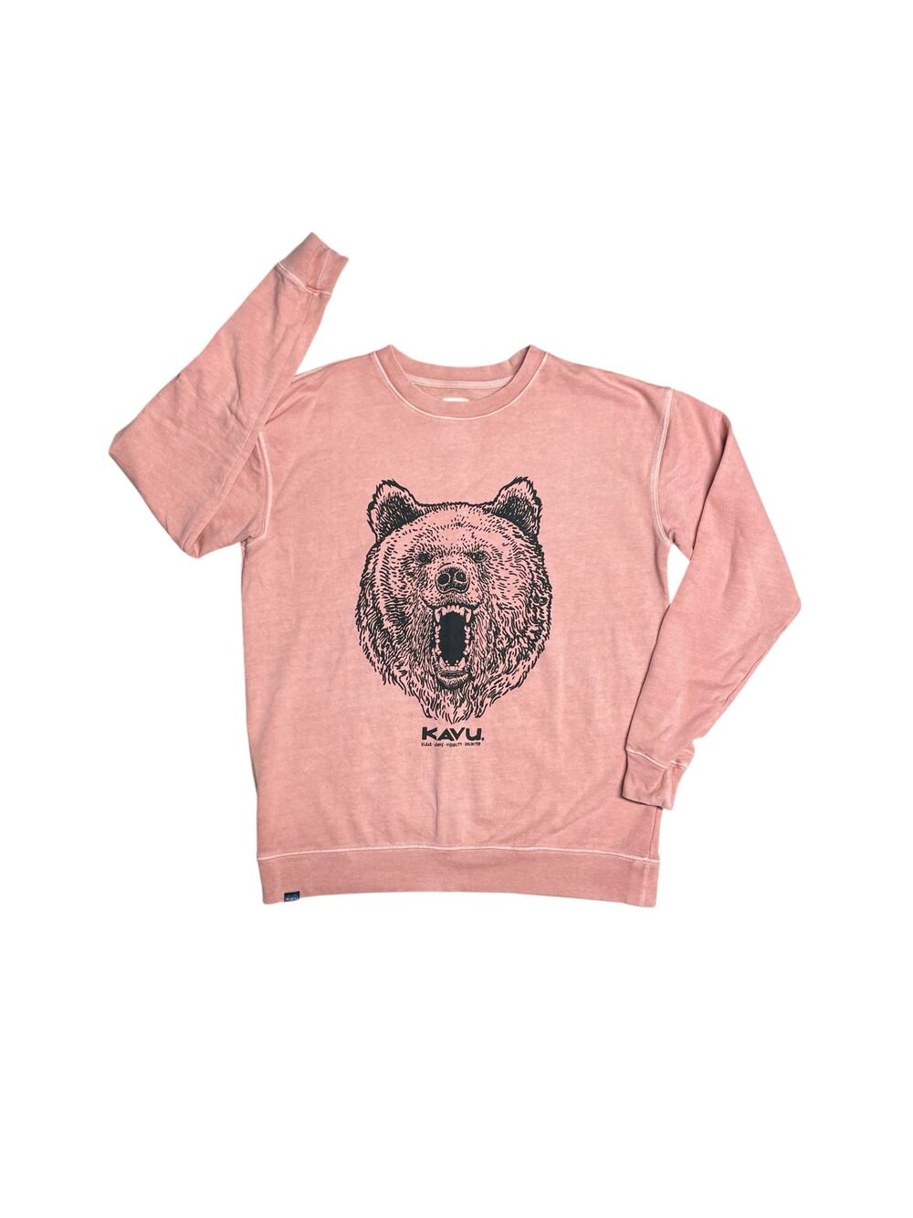 KAVU Grizzly Bear Core Crew Unisex Pullover Sweatshirt in Rose Pink Size Men's S